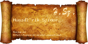 Huszárik Szidor névjegykártya